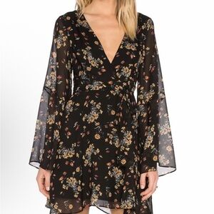 Free People Black Floral Long Sleeve Dress